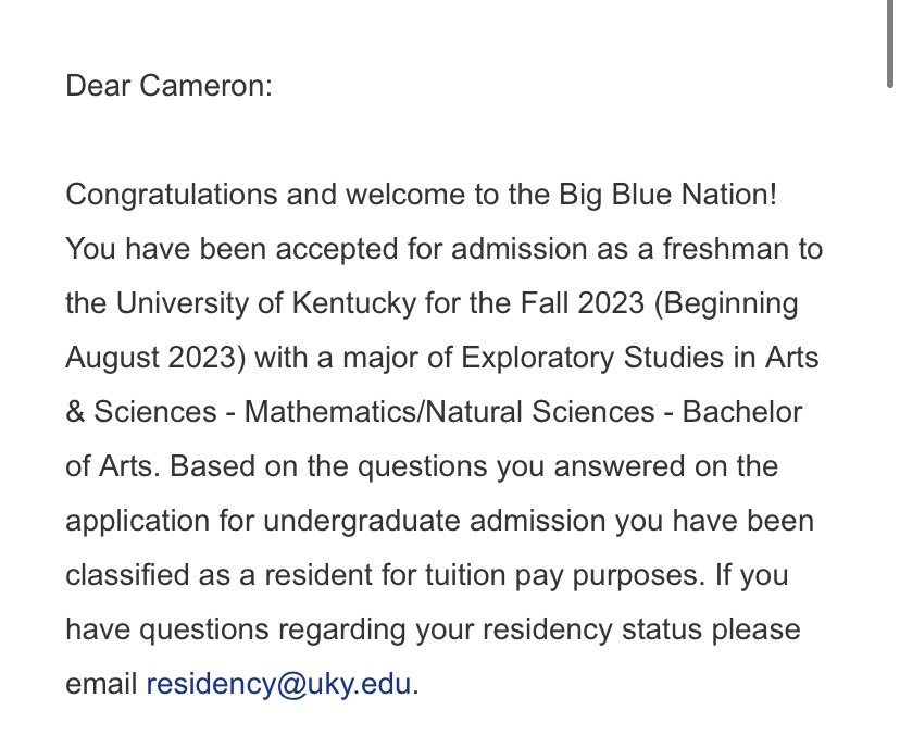 TheCamin's tweet photo. LETS GO BROS I GOT ACCEPTED TO UK @universityofky https://t.co/NzeTfiZDZ5
