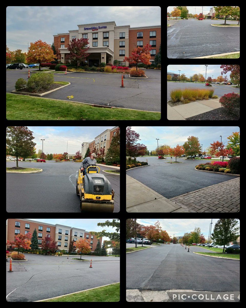 PaveMaintSpec's tweet photo. Our paving crew was paving with finesse to complete the solon hotel project. They put down 400+ ton and finished up just before check-in time. Another suite job completed by the Pavement Maintenance asphalt crew. #WhereQualityAndServiceCount #ItsWhatWeDo #WeHaveACrewForThat https://t.co/3SJPHM6zcm