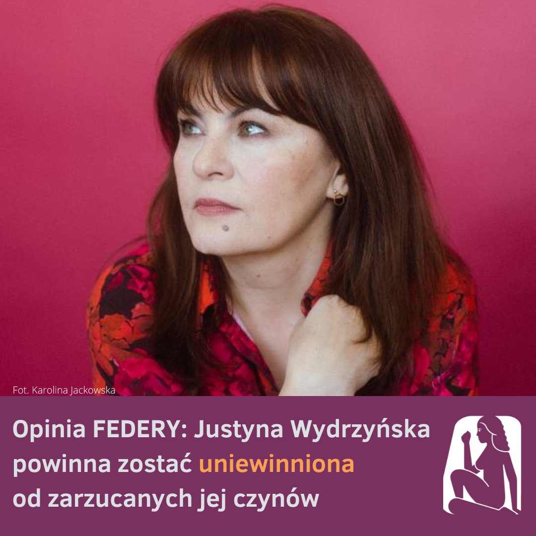 FEDERApl's tweet photo. #FEDERA uważa, że Justyna Wydrzyńska powinna zostać uniewinniona od zarzucanych jej czynów. Napisałyśmy o tym w naszej opinii i wysłałyśmy ją do sądu, przed którym jutro stanie aktywistka.

Justyna, jesteśmy z Tobą. Dla nas jesteś bohaterką 💜✊
#jakJustyna https://t.co/sEMjYkxcqT