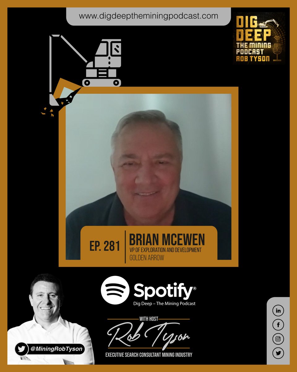 digdeep_mining's tweet photo. **NEW EPISODE ALERT**

👨Brian McEwen
💼VP of Exploration and development
🏢Golden Arrow

📺 Watch on Youtube:
https://t.co/hu37DVLazz

Happy Mining!
 
#DigDeepTheMiningPodcast #Mining #MiningPodcast #Podcast #LatinAmerica #Argentina #GoldenArrow #Chile #Drilling https://t.co/V7ePTZZRLo