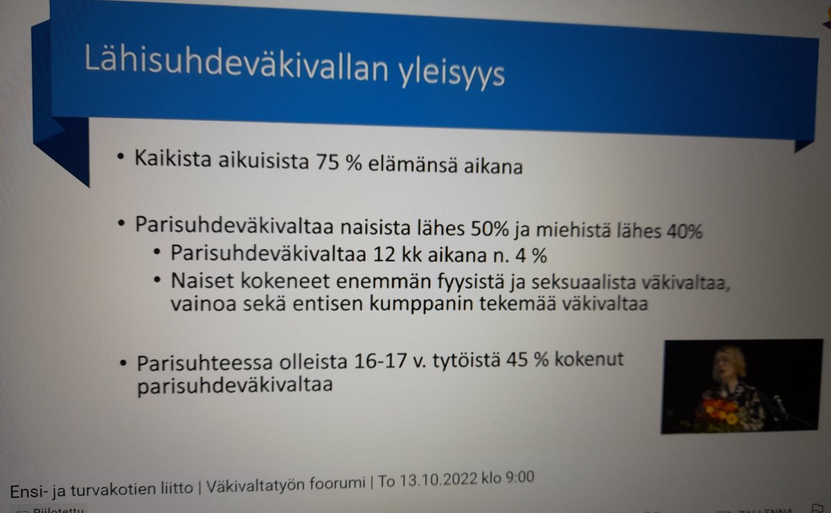 Heli Siltalan tutkimuksen mukaan 75% aikuisista on kokenut #lähisuhdeväkivalta'a. Pelkästään naisten kokema fyysinen väkivalta maksaa julkiselle terveydenhuollolle 150 miljoonaa /vuosi. Pistää miettimään. #väkivaltatyönfoorumi #yhdenvertaisestiturvassa #hyvinvointialueuudistus