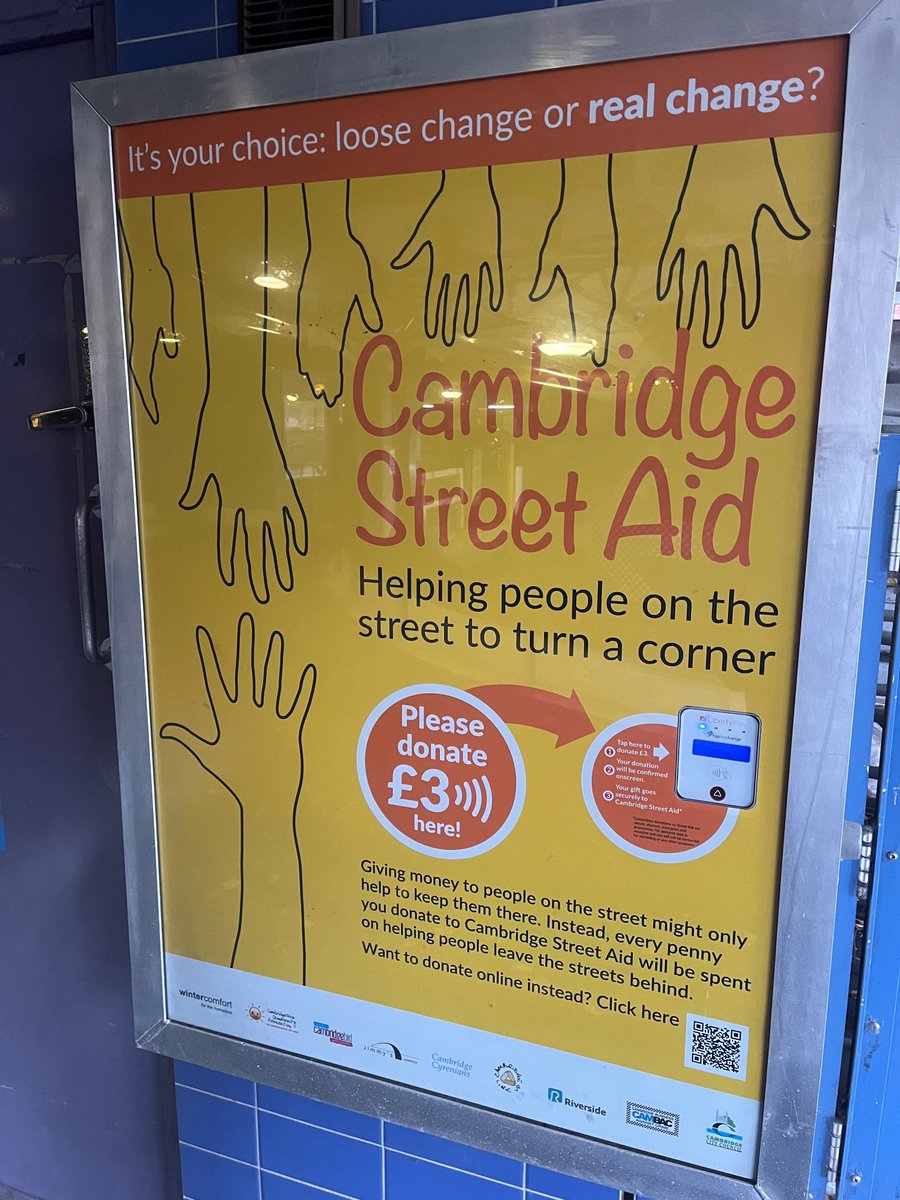 Have you seen these terminals around #Cambridge? You can donate to #StreetAid and your donations will be pooled with other people's so that larger grants can be given to support people who want to move away from rough sleeping. #StreetAidWeek 1/3
