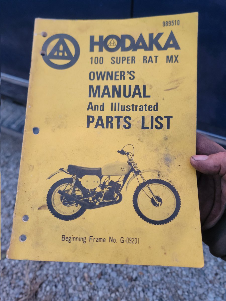 marioncofarmer's tweet photo. Had a moment amd bought myself a fully prepped 1974 #hodaka #superrat 100 mx bike. Its loud and smelly and stops badly but its a riot.
The men that rode these new are using canes and walkers or wheelchairs these days..if they lived.
It's a riot if not silly https://t.co/iGLbz94qmP