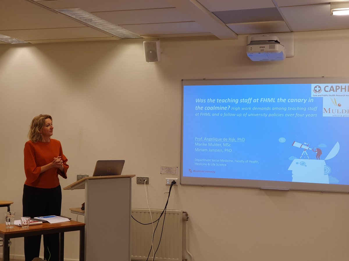 <a href="/CAPHRI_UM/">CAPHRI</a> Professor Angelique de Rijk at Dub30 giving a seminar entitled "Was the teaching staff at FHML the canary in the coalmine? High demands among teaching staff at FHML and a follow-up of university policies over 4 years." <a href="/MaastrichtU/">Maastricht University</a> <a href="/MaastrichtUMC/">Maastricht UMC+</a> <a href="/EdlabMaastricht/">EDLAB</a>