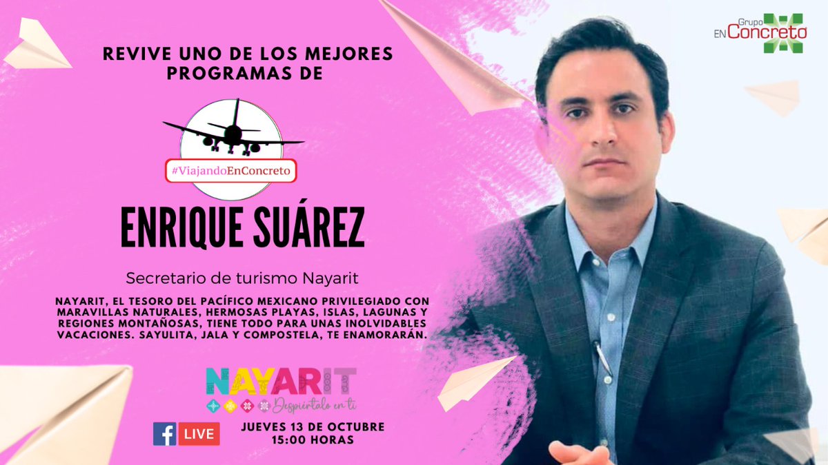 🌅 #Nayarit, el tesoro del Pacífico mexicano con maravillas naturales. Sayulita,Jala y Compostela, te enamorarán. ¡REVIVE y conéctate hoy, 15:00!👉cutt.ly/TEdSMRJ 🎙️@JuanEnriqueSu ,Secretario de @SecturNayarit 🤔¿Conoces algún atractivo turístico de este estado?