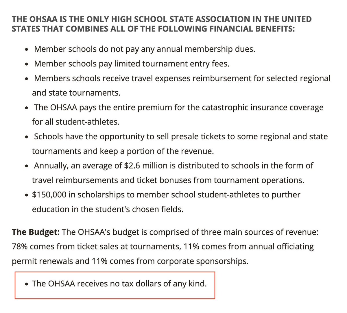 Given that the <a href="/OHSAASports/">OHSAA Sports</a> doesn't give participating high schools a cut of the ticket revenue for playoff games anymore... I find in necessary to make sure Tim Stried gets their website corrected since the took WELL over a million 💰💰💰💰from the State of Ohio