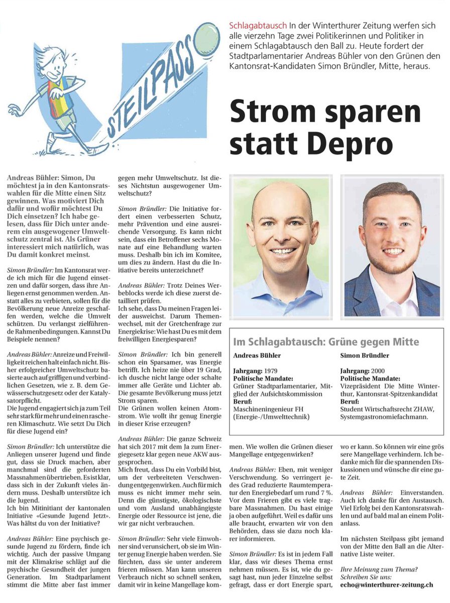 Heute in der <a href="/Winti_WiZe/">Winterthurer Zeitung</a>.
Schlagabtausch mit den Grünen Winterthur. 🔥🍃
Den Artikel📰 gibt es auf: kiosk.purplemanager.com/swissregiomedi…