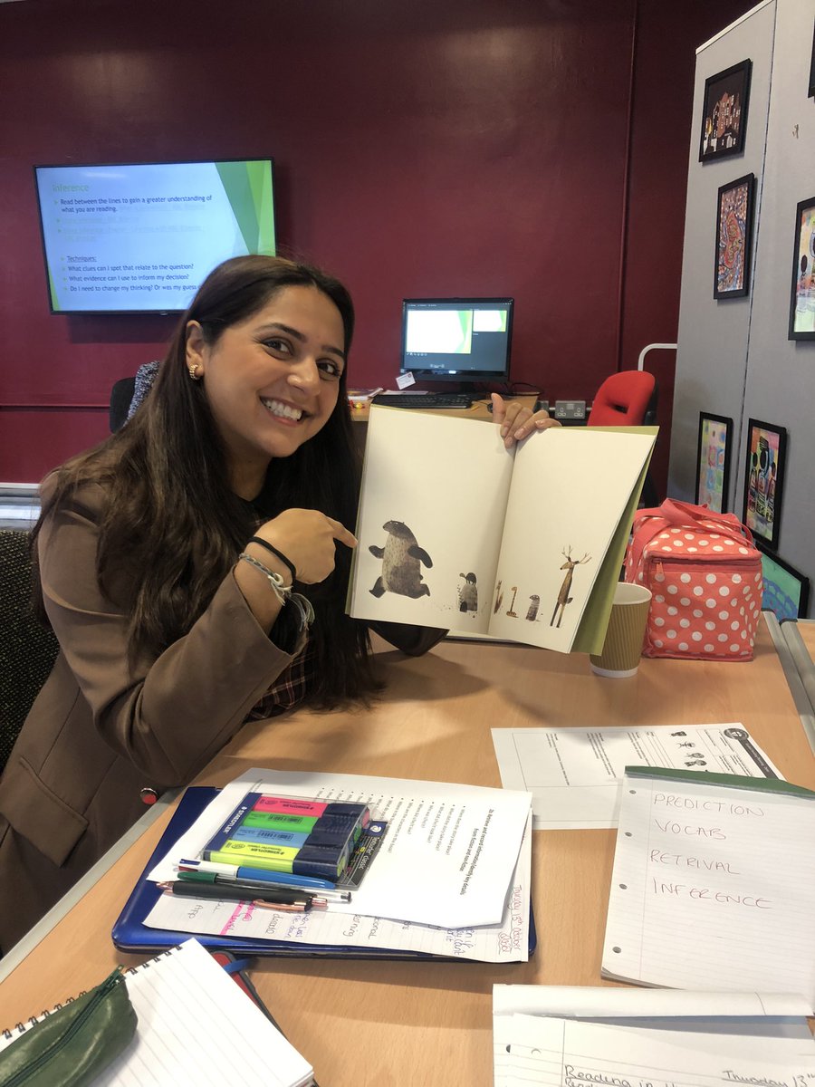 Ms_Biddle's tweet photo. We’re back at @ECSTGOldham learning how to teach English and reading with @ManchesterSCITT. 

One of the best things about our training days is learning from colleagues on the course. Today @MrsPatidarteach brought this book to life (&amp; how to create the questions).🥳 #edutwitter https://t.co/2oOoADpsVG