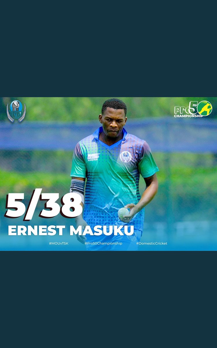MILESTONE!
Ernest Masuku gets his third five wicket haul in List A.💪
Way to go Ernest,  keep shining .
#Pro50championship #DomesticCricket