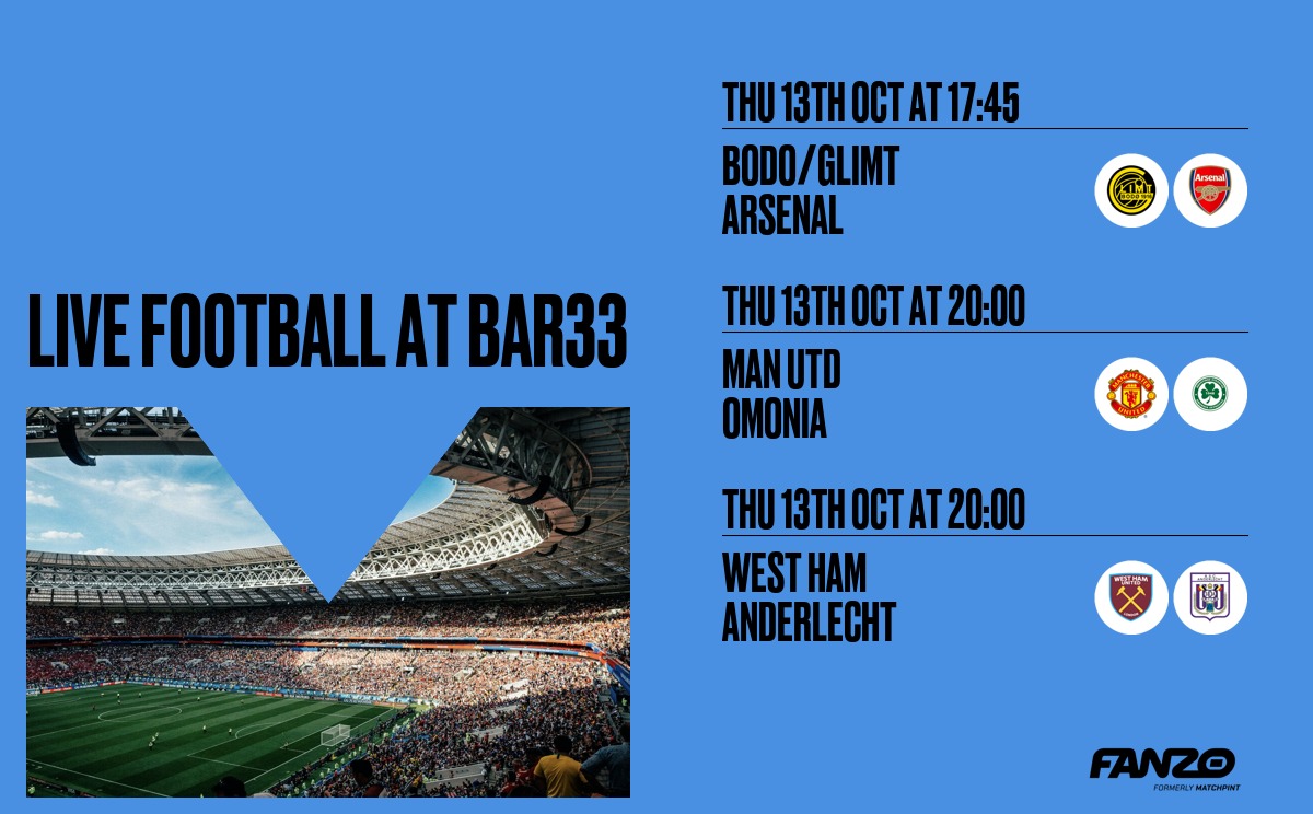 BarThirty3's tweet photo. TONIGHTS football action on our screens! ?
https://t.co/jSLWjgKeUj https://t.co/eaoNFBucP7