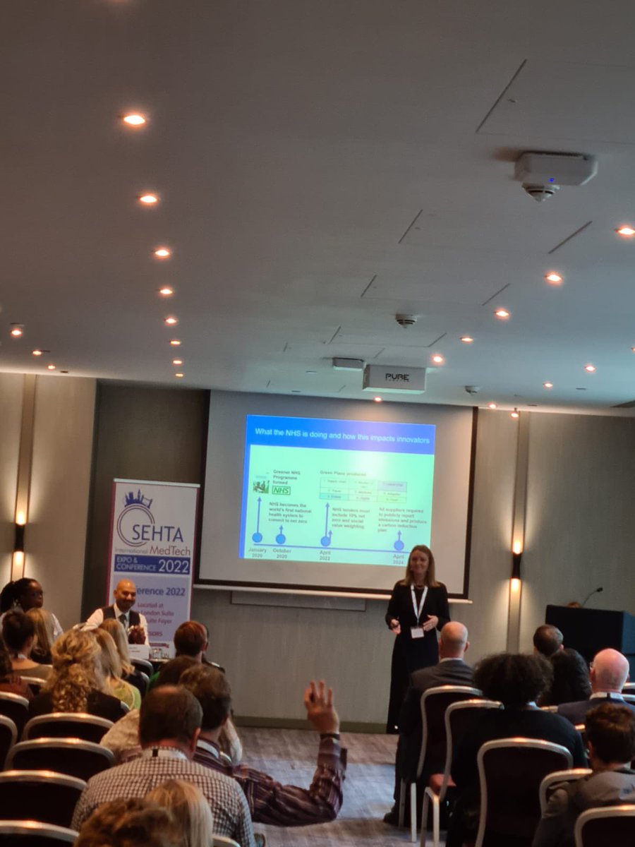 SEHTA_UK's tweet photo. Our panel session on Health & Social Care priorities discussing inequalities and sustainability sponsored by @KSSAHSN on now @ #SEHTA2022MedTechExpo https://t.co/Fnh1gRddBW