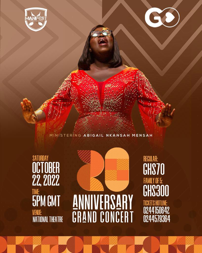 manifestint's tweet photo. We introduce to you our GUEST SOLOIST for our Grand Anniversary Concert~ Abigail Nkansah Mensah. 
Purchase or reserve your ticket now and see you soon at the National Theatre of GHANA.
Ticket Hotlines: 0244579364 | 0244150642
#TheManifestGh | #20thAnniversaryGrandConcert | https://t.co/cqVHo1uqUd