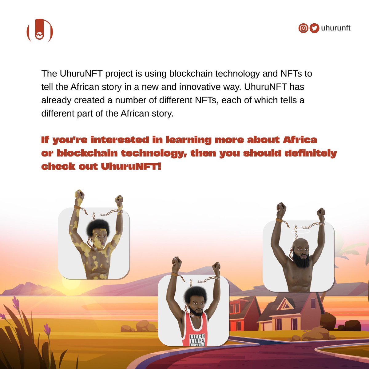 Uhurunfts's tweet photo. The UhuruNFT project is using blockchain technology and NFTs to tell the African story in a new and innovative way.🤩

Join the tribe today if you’re interested in learning more about Africa or blockchain technology 🧏🏽‍♀️

Let Uhurunft educate you!😁

#uhurunft #NFTs #BlackHistory https://t.co/k5GOatlCh3