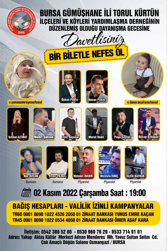 Yunus Emre Kaçan ve Ömer Asaf Kara bebeğimize nefes olmak için düzenlenen bu organizasyona hepiniz davetlisiniz. 😊