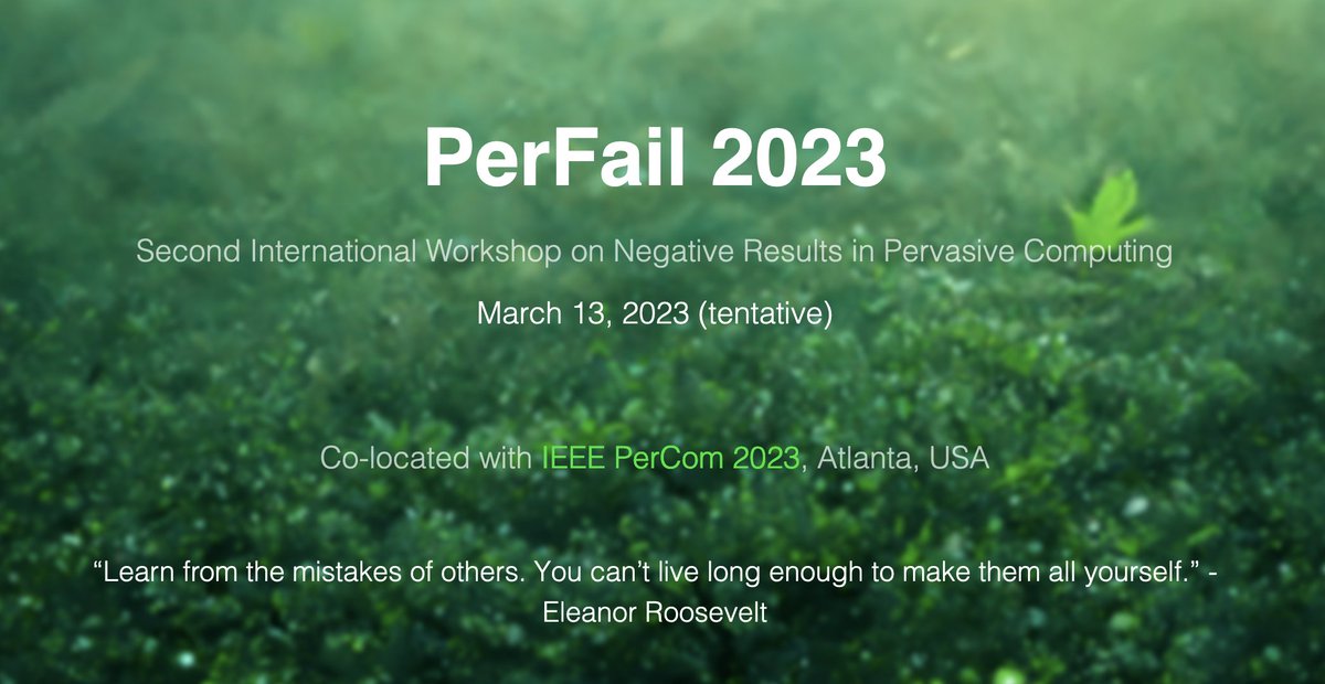 Ella_Peltonen's tweet image. Find the #PerFail2023 call for papers here: perfail-workshop.github.io/2023/ 

Paper submission deadline is November 18, 2022.