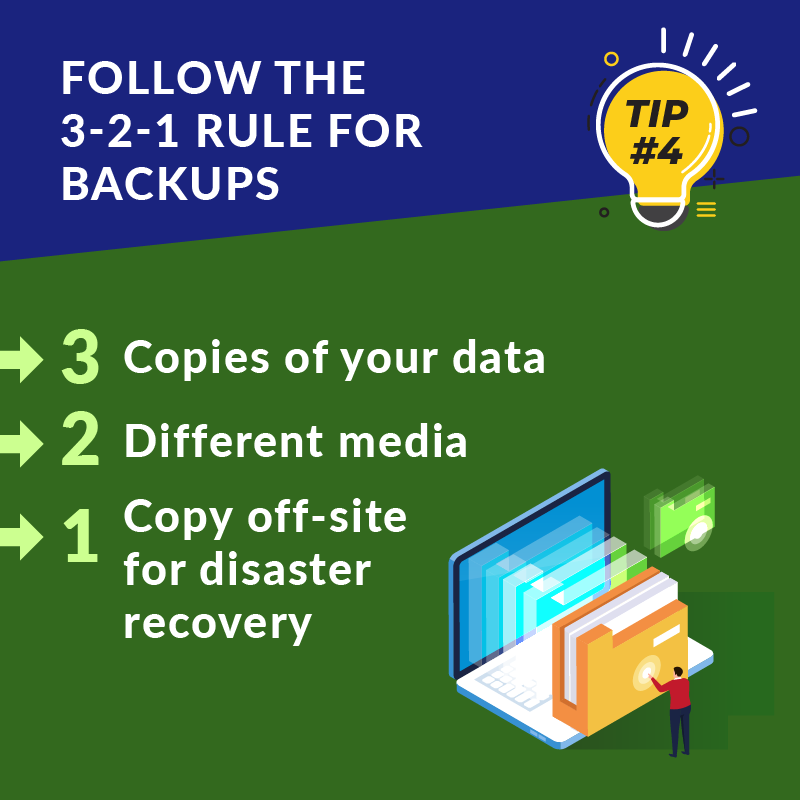 CyberFortified's tweet photo. The 3-2-1 rule for backups is a great standard to follow. You can double the safety of your data in case of an unforeseen catastrophe or disaster by keeping backup copies both locally and off-site. #backup #securitydisaster #datasecurity  #cybersecurityawarenessmonth https://t.co/aW0KxB6gew