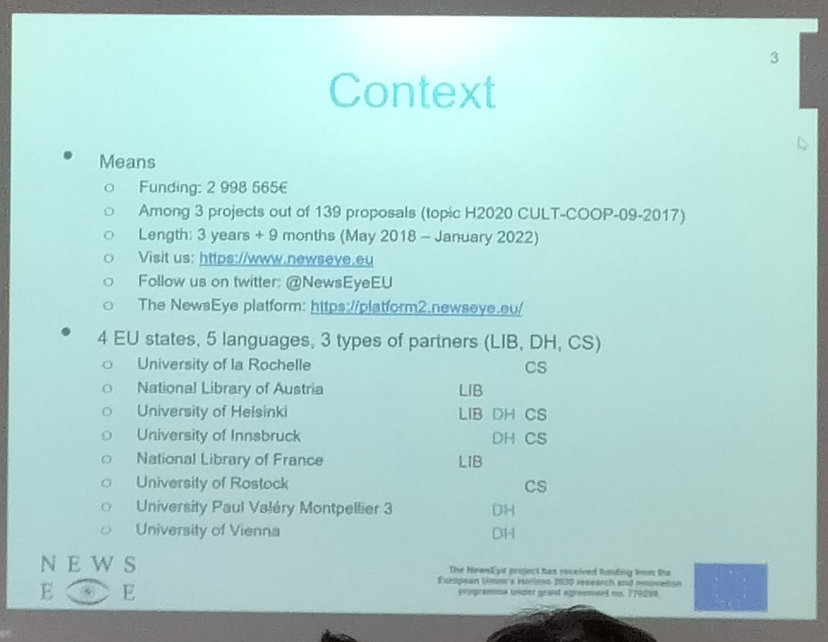 - @AntoinDoucet presents @NewsEyeEU semantic enrichment of historical newspapers 🗞️ (newseye.eu) Wondering about the connections with -@KBNLresearch: kbresearch.nl/tpxslt -@cneudecker: github.com/qurator-spk -@lee_bcg @LC_Labs Newspaper Navigator And others?