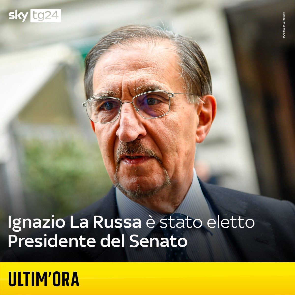 SkyTG24's tweet photo. Ignazio #LaRussa eletto presidente del #Senato https://t.co/N9rNUtwM6N