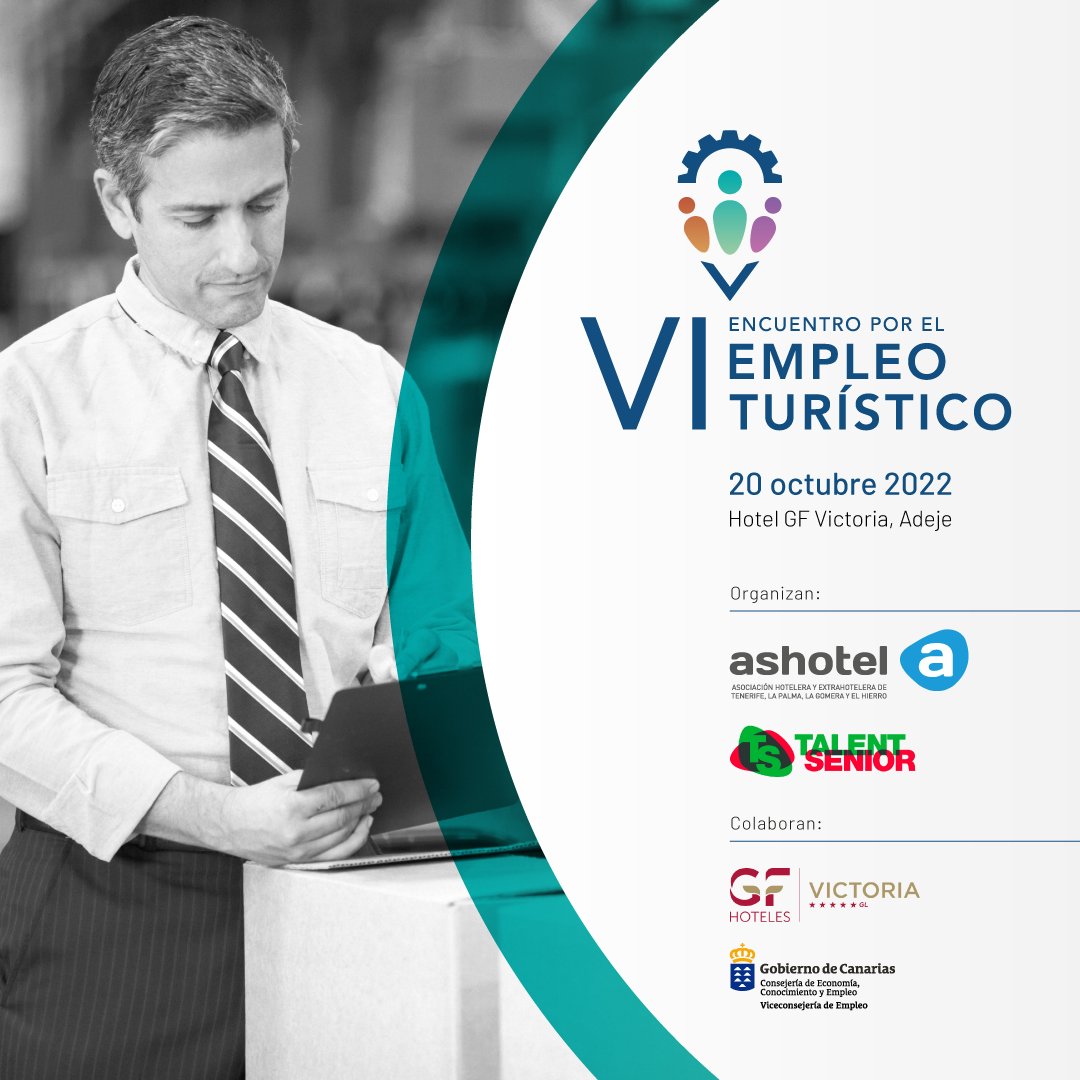 Ashotel's tweet photo. 📝 #notadeprensaAshotel
📌 #Ashotel conectará los Recursos Humanos hoteleros con personal sénior en el VI Encuentro por el Empleo Turístico
▶️ La patronal coordina con @TalentSenior esta jornada que tendrá lugar el 20/10 en #GFVictoria, #Adeje
➕ info 👉 https://t.co/BkWUQDGBBH https://t.co/1qUYvG25LM