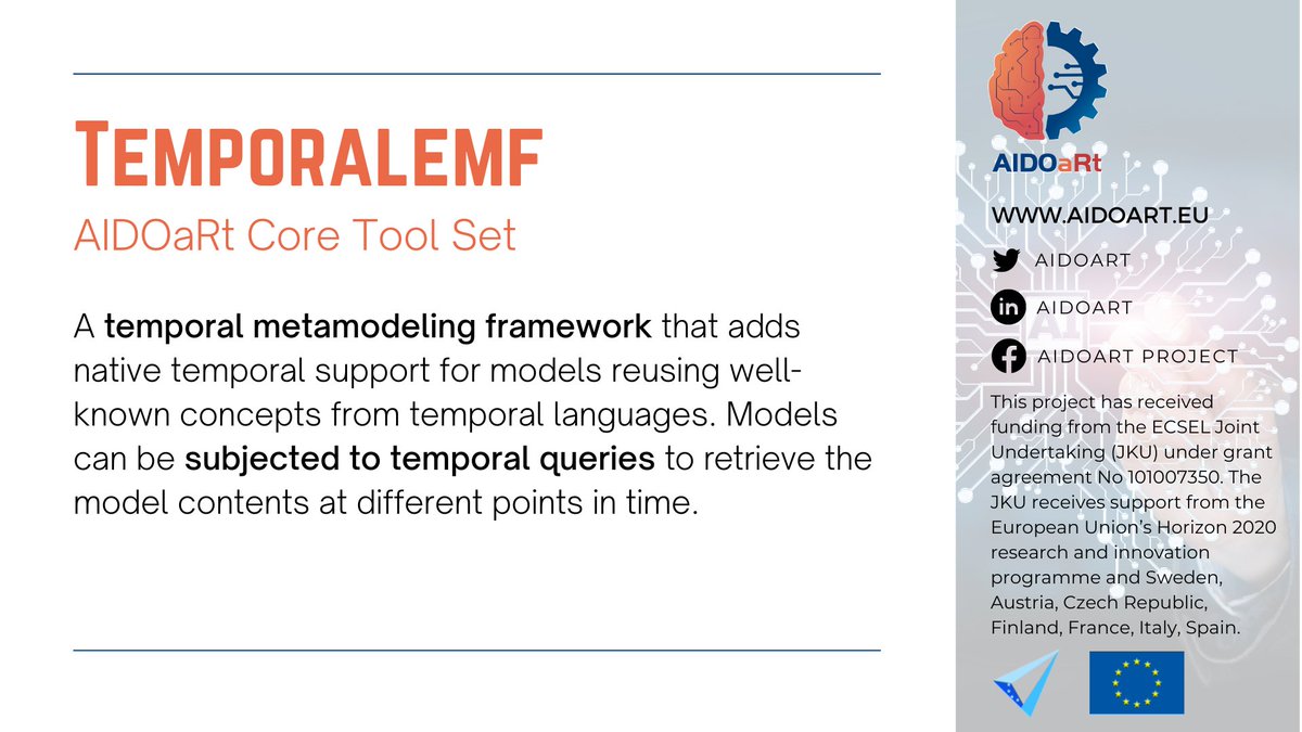 aidoart's tweet image. 🛠️ Discover another #AIDOaRtCoreToolSet developed by @UOCuniversity.  #TemporalEMF provides stereotypes for operations:

👉 To keep a trace of all executions of an operation.
👉 To restart from scratch the lifespan of the modeling elements, deleting their previous history.