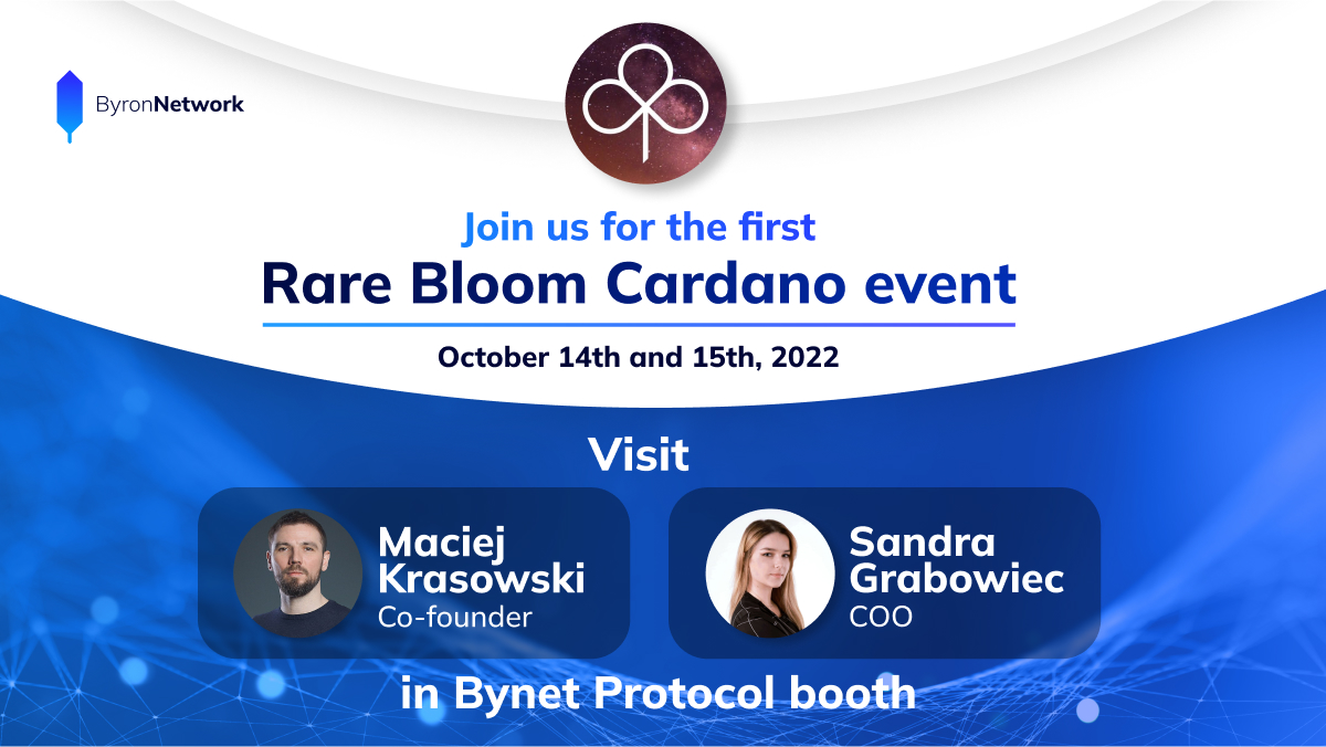 bynetio's tweet photo. We are looking forward to this cutting-edge #Cardano #RareBloomEvent 2022! π₯
Visit the #BynetProtocol booth and meet @MaciejKrasowski and @SandraGrabowiec.
Who else will be there? Let us know!
See you in just a few days! π
#RareBloom @rarepoolADA #bloompool @IOHK_Charles https://t.co/TkmEa5f3hP