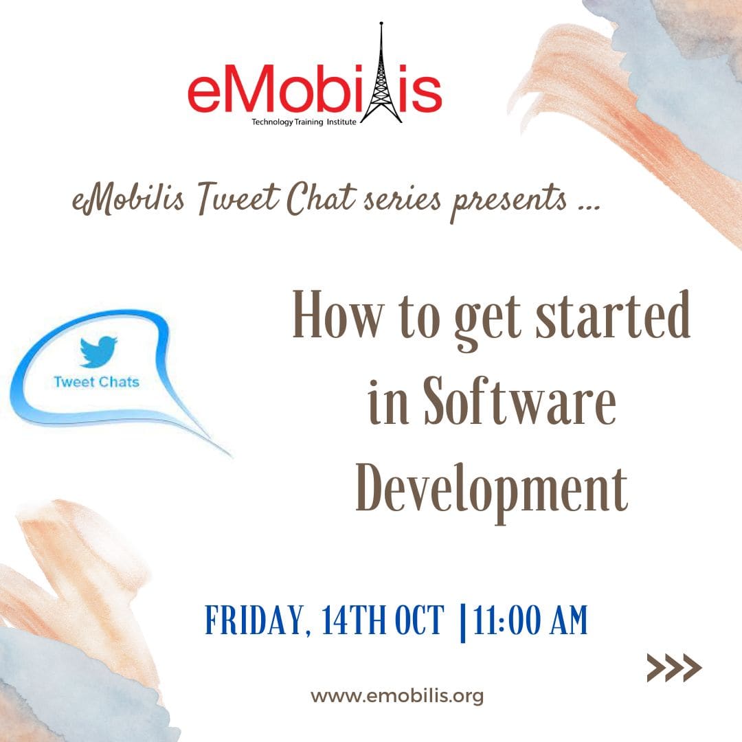 eMobilis's tweet image. @emobilis_tech would like to invite you to a Tweet chat that will share insights on how to get started with #softwaredevelopment
Join us tomorrow, Friday 14th October at 11am and get advice from experienced #softwaredevelopers
#programmingclasses #webdesign #java #webdeveloper