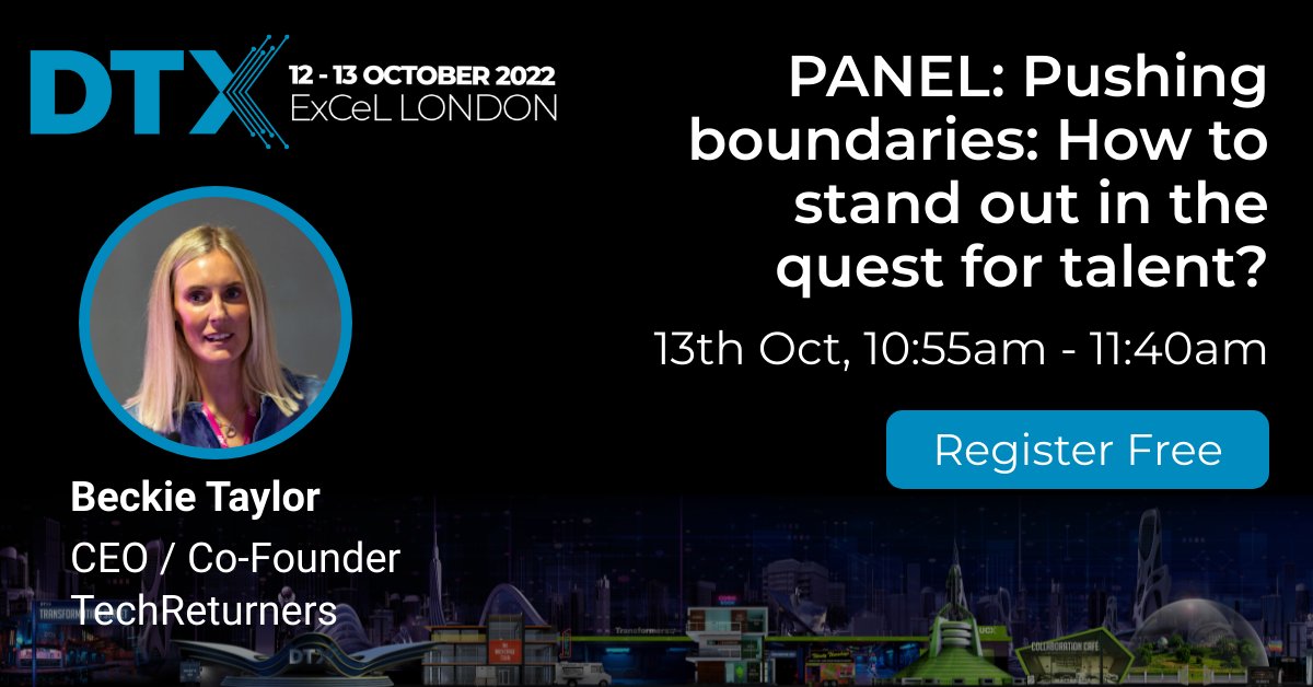 🫢🎙 The rumors are true... 

Our CEO and Co-founder, Beckie Taylor, joined the panel at #DTX2022 today to explain why companies that are struggling to hire tech talent are not looking in the right places! 🚀  #careerbreak 
- #DTX #recruitment #tech #womenintech