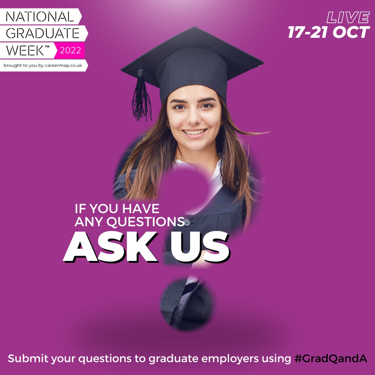 Have you got any burning questions about graduate schemes and roles? We're holding live Q&amp;A sessions every day next week with leading employers and current graduates. Just submit your questions using #GradQandA. We'll then ask them during #NGW2022, starting Monday 17th October!
