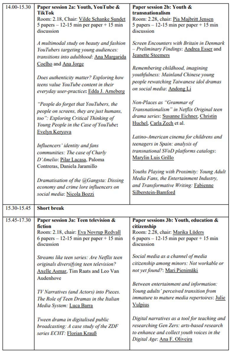vildess's tweet photo. Next week, we kick-start ECREA with an ECREA pre-conference on 'Young people, entertainment, and cross-media storytelling', and look at the fiery program!🔥 With keynote @sophiehbishop 

Supported by @ecrea_tv and ECREA MICP. @ECREA_eu 

https://t.co/Ung6zPTSwl https://t.co/xAihkWtNfJ