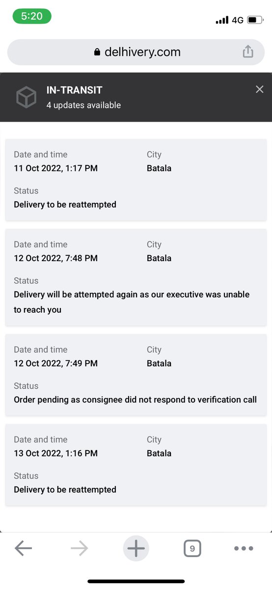 learner_13's tweet photo. @huftindia What is the exact status of my order? I have not got any call from the delivery agent and this is a false update!!! 
#Delivery #consumer #DogsofTwittter https://t.co/gAiTH1iMLS