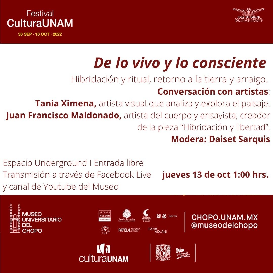 CarlaFaesler's tweet photo. 📢📢📢Ciclo Tierra, conversatorios. Modera #DaisetSarquis
- Reflexiones sobre los vínculos que existen entre tierra, cuerpo, memoria, identidad y medio ambiente. Inauguración: Jueves 13 de octubre Espacio Underground. Entrada libre. 
FBLive @museodelchopo 
https://t.co/qd9hlSBOx0 https://t.co/zYtm5lkGp5