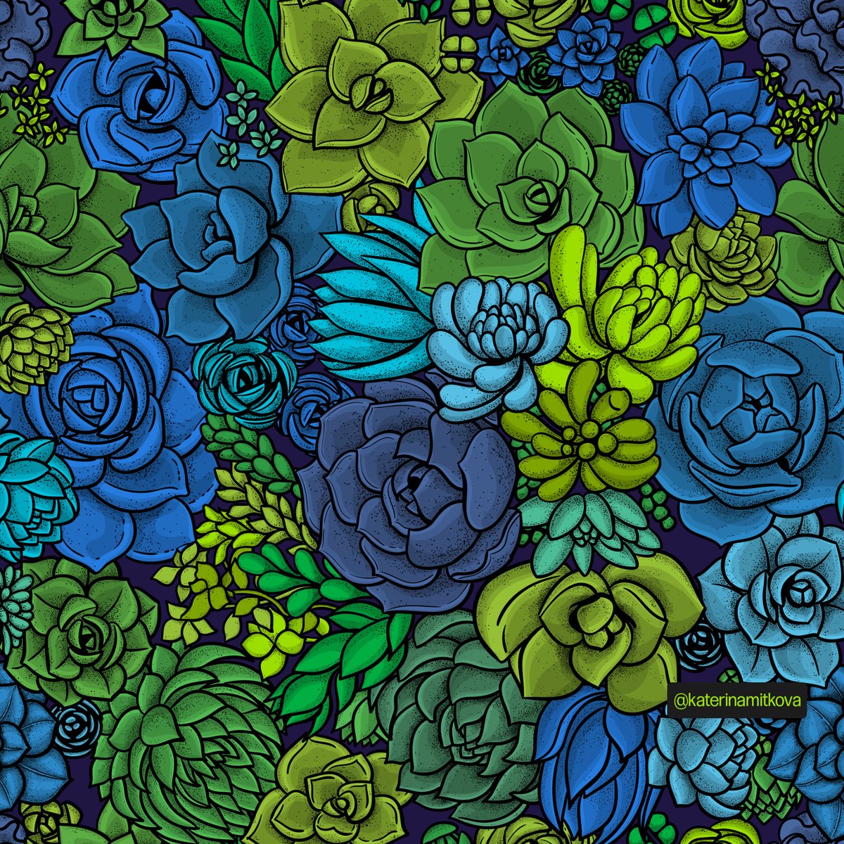 katerinamitkova's tweet photo. Succulent garden in blues and greens, 4 colorways. 
#succulent #succulents #pattern #fabricdesign #Spoonflower #Spoonflowerdesigner #Spoonflowerfabric #Society6 #zazzle #Redbubble #floralillustration #floraldrawing #floraldesign #floralpattern #happywall #surfacedesign #pattern https://t.co/YTV9tLKiIa