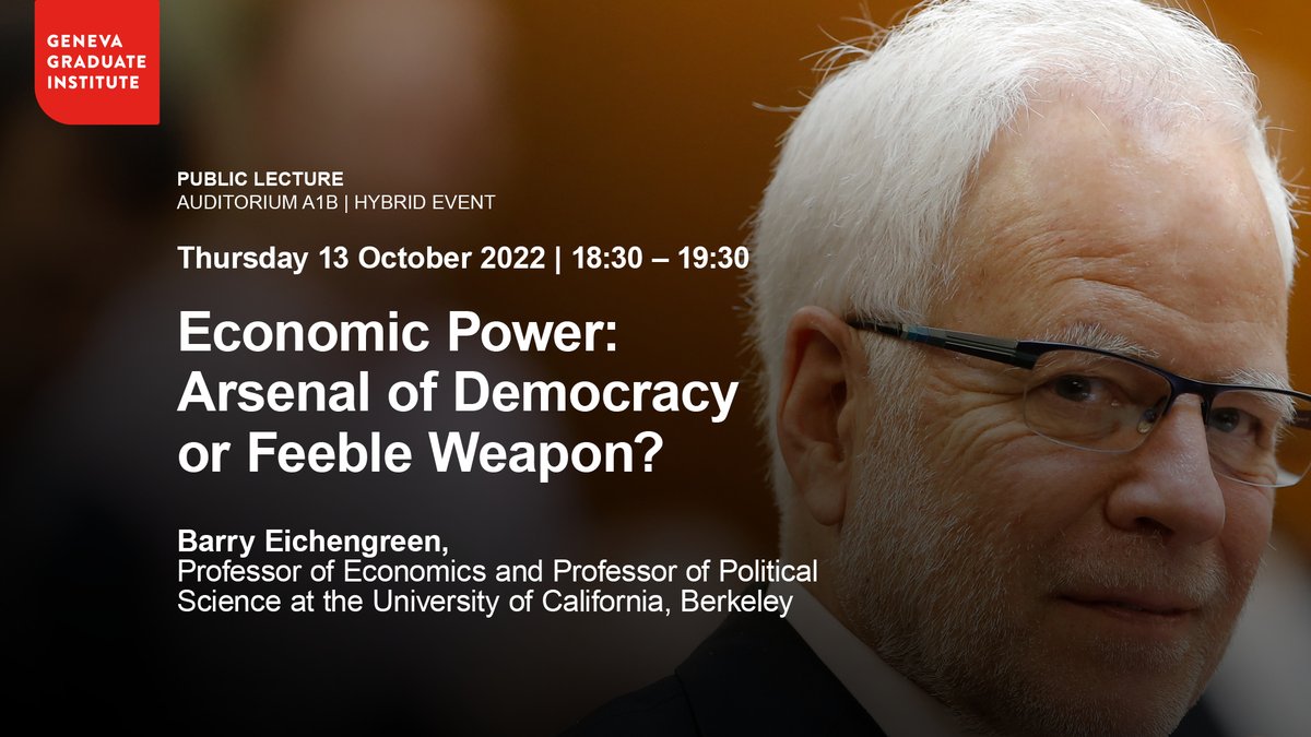 GVAGrad's tweet photo. THIS EVENING
What exactly is economic power, and how can it be simultaneously so potent and ineffectual?
Professor @B_Eichengreen will discuss via the example of economic and financial measures taken by the #US &amp; allies in response to #RussiasWarOnUkraine.
https://t.co/tYp8ZZXA0h https://t.co/pMdJRREp8W