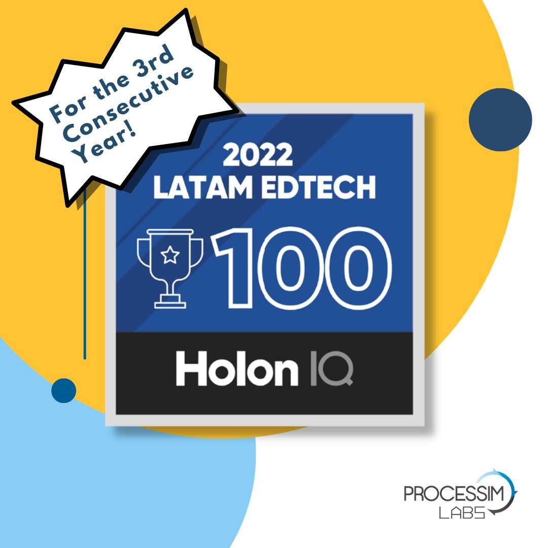 ProcessimLabs's tweet photo. We've been selected as part of the HolonIQ Latam EdTech 100 this 2022 for our 3rd year in a row, an annual list of the most promising EdTech startups from Latin America.

Thanks for the recognition @holoniq and congratulations to all the other incredible startups on the list! https://t.co/fjkOPeX9XK