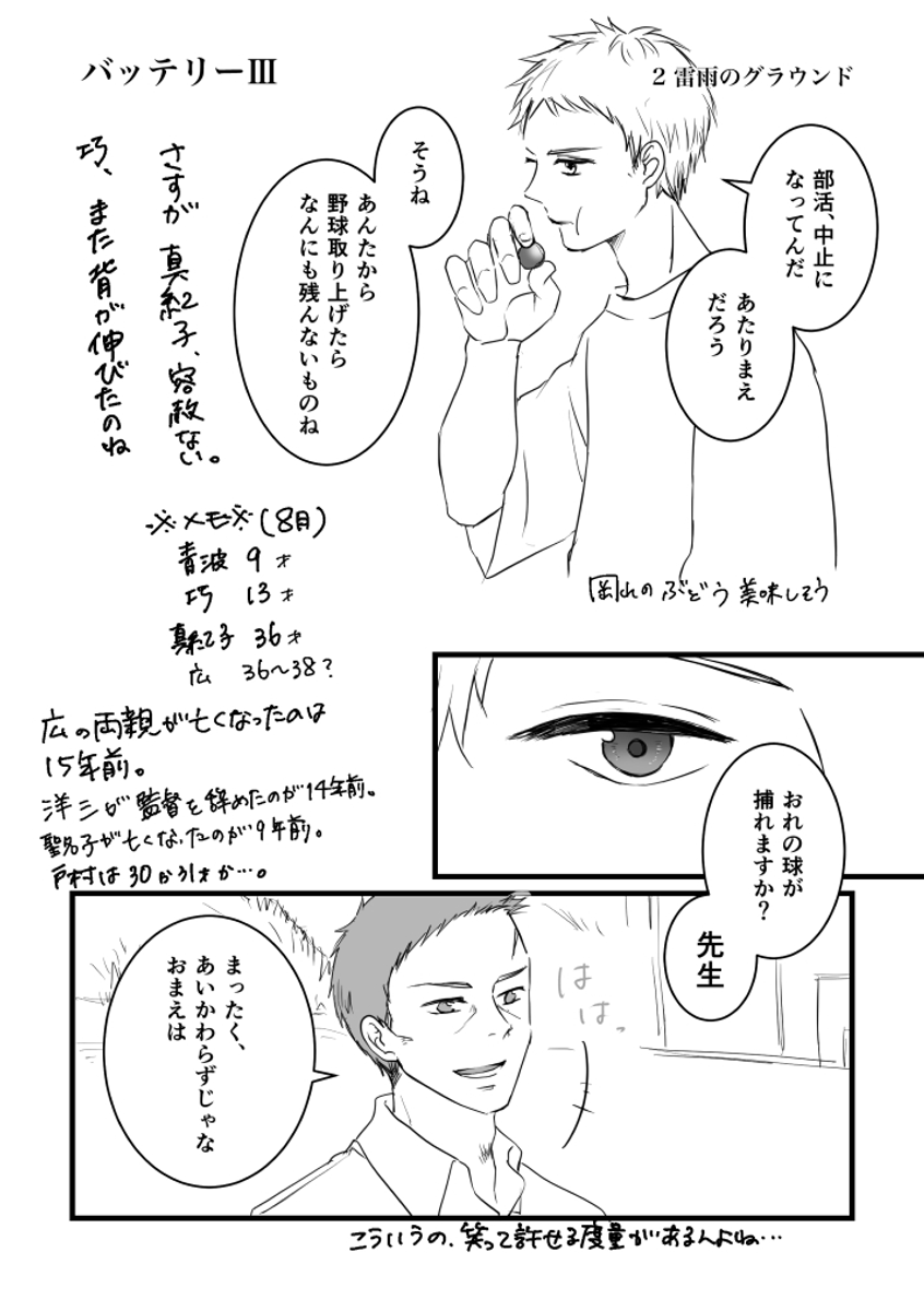 kingxxmani's tweet photo. #バッテリー読書感想絵
3巻です。3年生が出てくると描きたいとこ多くて……😌💦
2巻でヒガシの株が爆上がりしましたが、3巻ではオトムライの株が上がりましたね。
時間がかかるとどんどん最初の方直したくなることが分かりました。笑 (1/5) https://t.co/gxbKs7R4P0