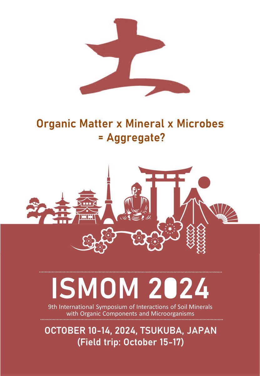 RotaWagai's tweet photo. On behalf of the organizing committee, I am happy to announce that we will host 9th International Symposium of Interactions of Soil Minerals, Organic Matter, and Microbes (ISMOM 2024) in Tsukuba, Ibaraki, Japan. We also plan a field trip afterward! https://t.co/sbvUxFpPUO