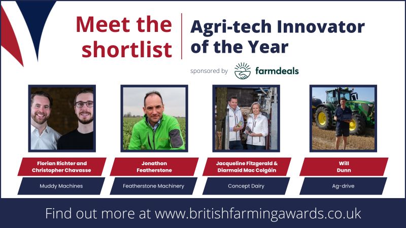 Just 1 week to go !!

Good luck to all within The Agri-tech Innovator of the Year category which <a href="/Farmdealsag/">Farmdeals.ag</a> is sponsoring this year.

<a href="/MuddyMachines/">Muddy Machines</a>  👏
<a href="/FeatherstoneM15/">Featherstone Machinery</a>   👏
<a href="/ConceptDairy/">ConceptDairy™</a>  👏
<a href="/Ag_driveapp/">Ag-drive</a>  👏

Roll on Awards night #BFA22 🍾🍾