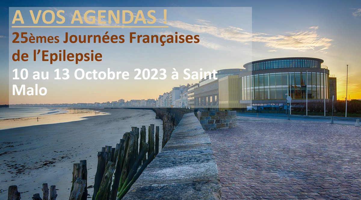 LFCE_Epilepsie's tweet photo. [#JFE23] 📅 À vos agendas ! 

Merci à tous pour votre participation aux #JFE22 🙏🏻
Une semaine riche en émotion et contenu scientifique 

Rendez-vous l’année prochaine pour les 25ᵉ Journées Françaises de l'Épilepsie du 10 au 13 octobre à Saint Malo https://t.co/Qfx0thIacN