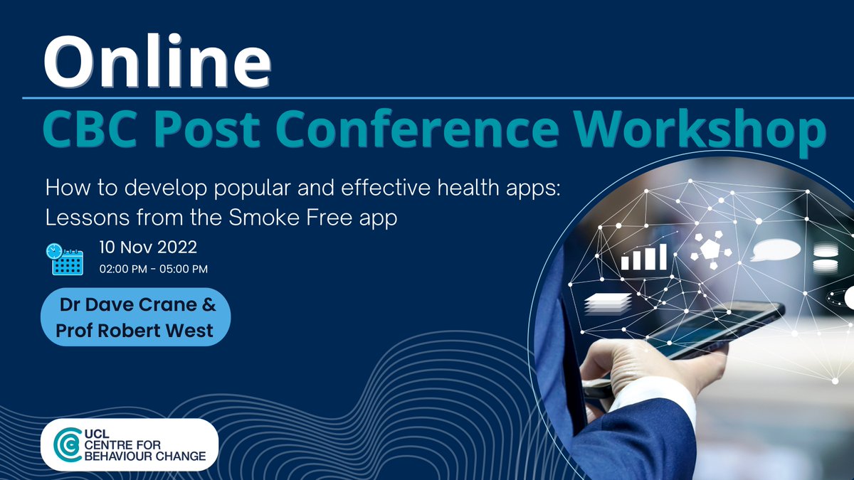Want to learn to critically examine, evaluate and discuss the future of health apps? Join @robertjwest and #DaveCrane at the Post Conference Workshop 𝐇𝐨𝐰 𝐭𝐨 𝐃𝐞𝐯𝐞𝐥𝐨𝐩 𝐏𝐨𝐩𝐮𝐥𝐚𝐫 & 𝐄𝐟𝐟𝐞𝐜𝐭𝐢𝐯𝐞 𝐇𝐞𝐚𝐥𝐭𝐡 𝐀𝐩𝐩𝐬 Register here⬇️ tinyurl.com/bdf4n8je