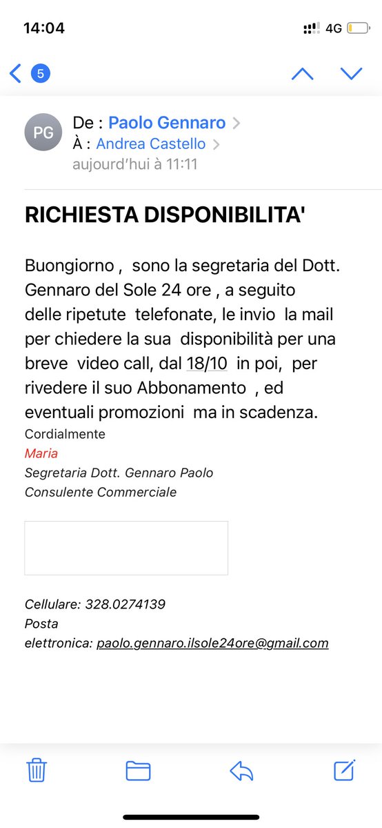 Caro <a href="/sole24ore/">IlSole24ORE</a>, perché non create  un’email per il dott. Gennaro? La signora Maria si impegna, ma mi ispirano poca fiducia i suoi errori grammaticali. Cestinata