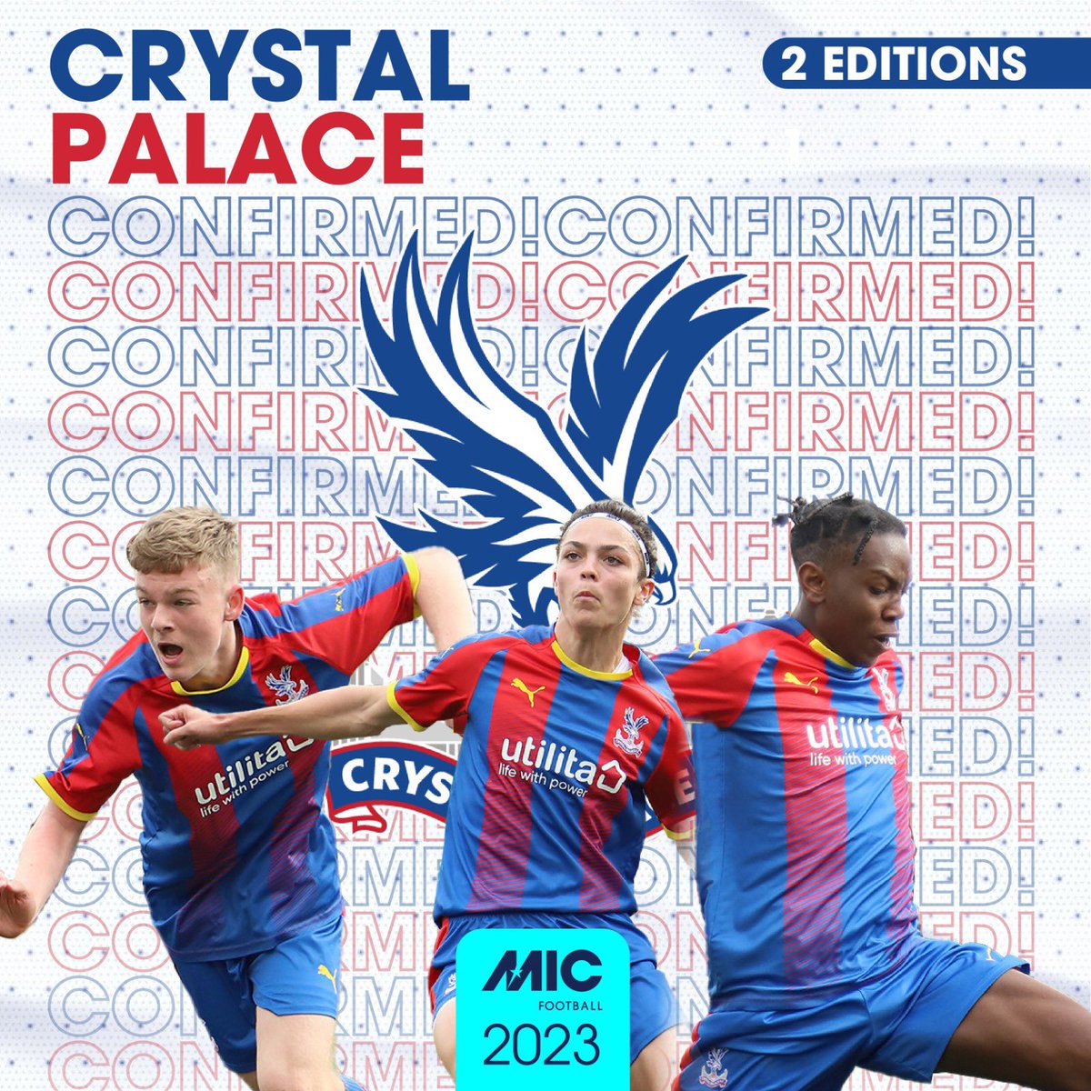 micfootballcup's tweet photo. The Eagles are back! 🦅
Otro equipo de la @premierleague confirmado para el torneo 🔥
🇳🇱 Jaïro Riedewald es el único #MICPlayer del equipo londinense.
#MICFootball | #CrystalPalace https://t.co/FrbYdTUXPy