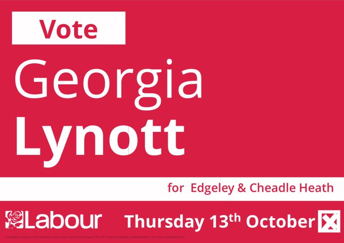 It’s polling day today in Edgeley and Cheadle Heath ward 🗳️ The Labour candidate is Georgia Lynott. Vote Labour🌹 Find your polling station here👉🏾 tinyurl.com/bdhypx8t