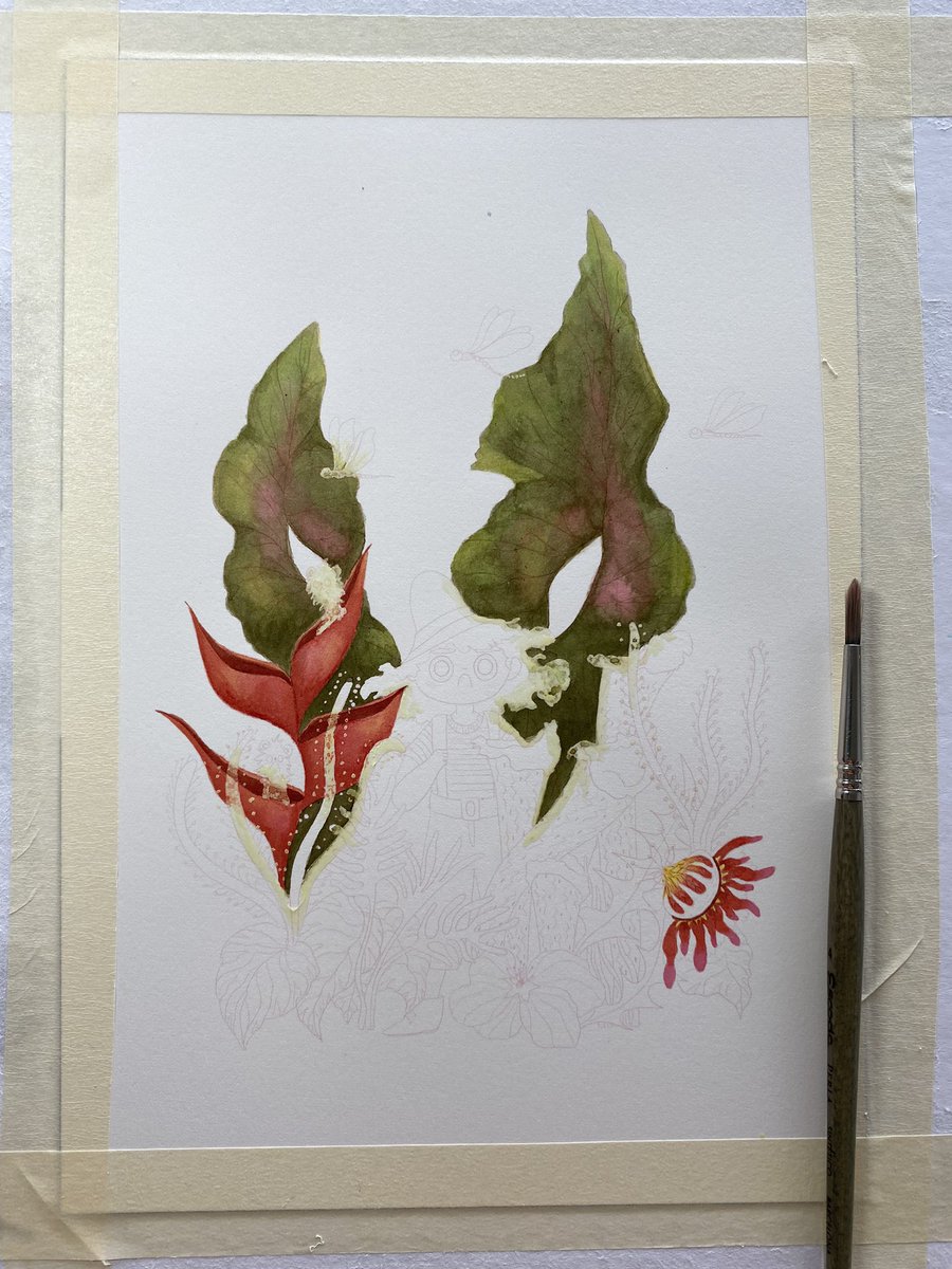 clara_ferrer_'s tweet photo. Some process photos. Tomorrow I’ll post the process video. Hope you like it! 😊 
#inktober2022 #inktoberday6 #traditionalart #inkpainting #Ilustración #botanicgardens #Jungle #beautifulplants https://t.co/gNhCkm9arc