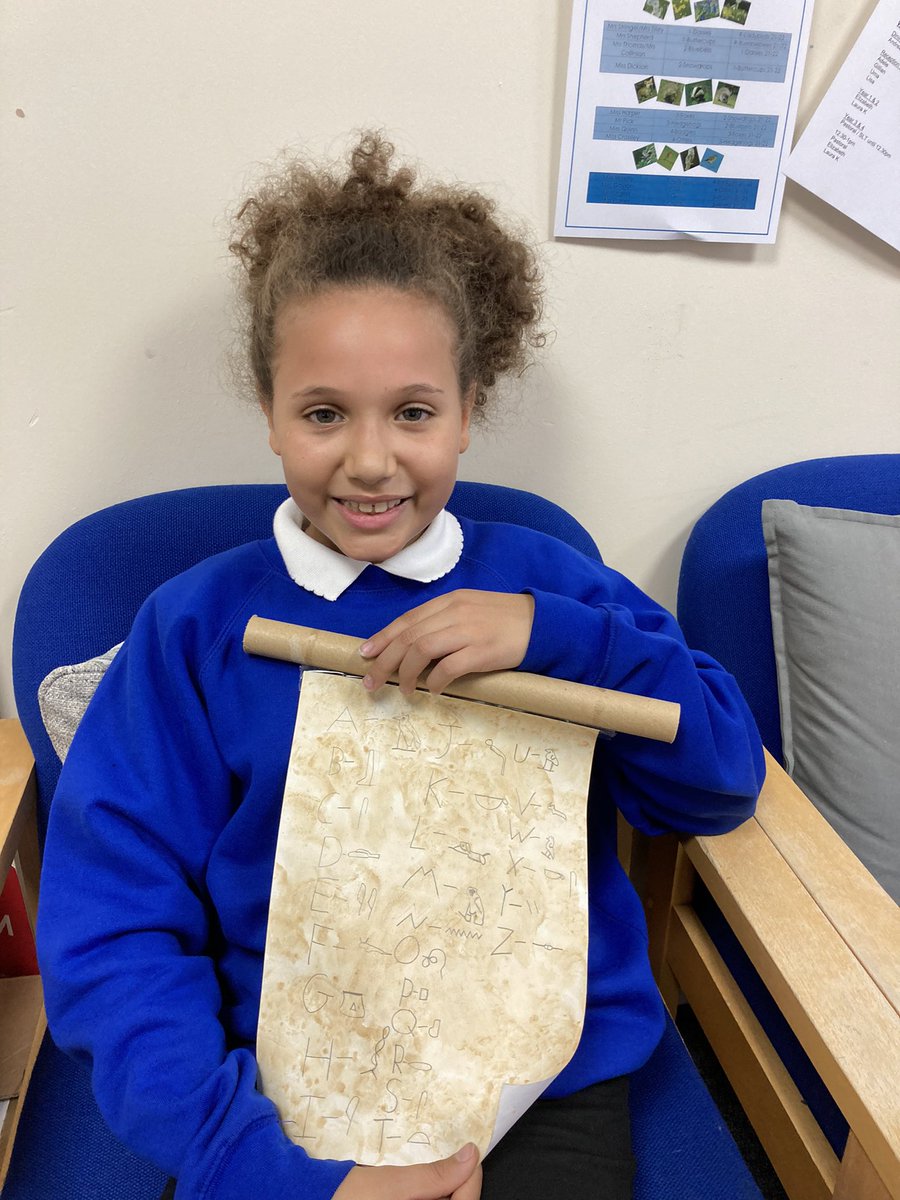 Olanya was very proud of her homework! #hieroglyphics #ancientEgypt #immerseinspireinclude