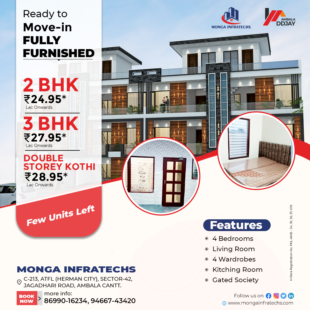 MongaInfratechs's tweet photo. Are you Looking for Comfort living? Then book 2 Storey House, 2/3Bhk, Plot at Negotiable Rate in Herman City, Ambala Cantt Call 8655016234. #festivalseason  #PlotAmbalaCantt #2BHKAmbalaCantt #3BHKAmbalaCantt #luxuryhomes #realestates #realestatemarket #chandigarh #Haryana #invest https://t.co/ObaDFDqkjT