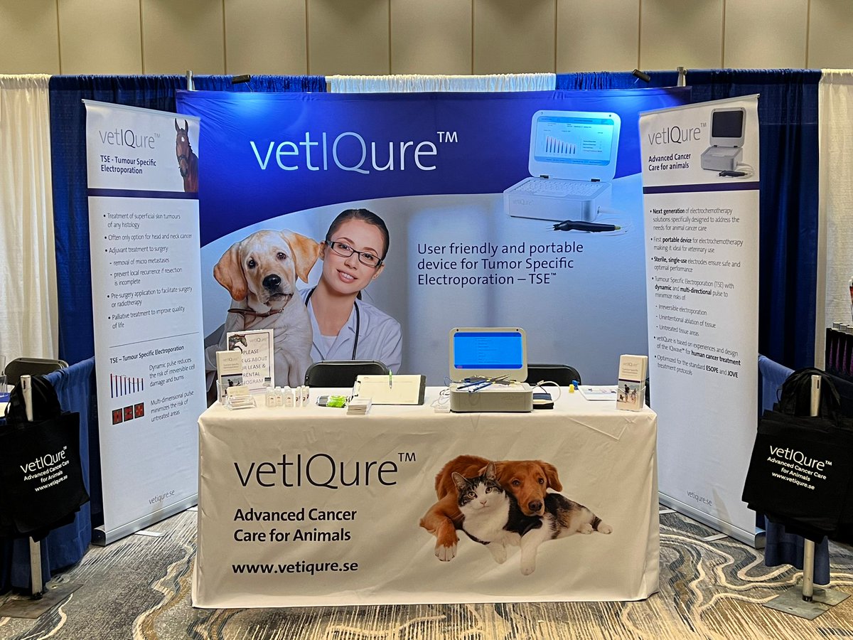 vetiqure's tweet photo. It has started - VCS 2022 at Hilton Norfolk the Main! 
Come by booth #31 and learn more about vetIQure and the TSE technology! We look forward to seeing you! 

#vetIQure #VCS2022 #veterinarycancersociety #animalcare #veterinaryoncology #TSE
#tumourspecificelectroporation #vettech https://t.co/nVAqnzQxoy