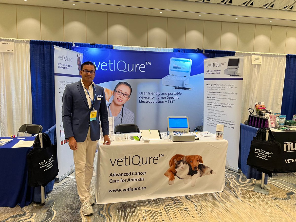 vetiqure's tweet photo. It has started - VCS 2022 at Hilton Norfolk the Main! 
Come by booth #31 and learn more about vetIQure and the TSE technology! We look forward to seeing you! 

#vetIQure #VCS2022 #veterinarycancersociety #animalcare #veterinaryoncology #TSE
#tumourspecificelectroporation #vettech https://t.co/nVAqnzQxoy
