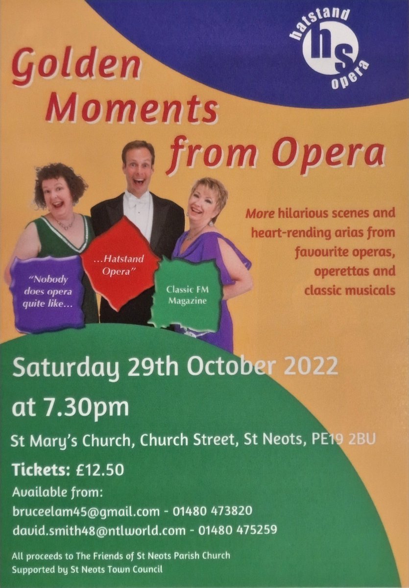 Join the Friends of St Neots Parish Church for a fantastic evening of entertainment! A funny, heart-rending and musical concert! 🎷

Saturday 29th October at 7:30pm, just £12.50/ticket. 
Details below to book 😁😜