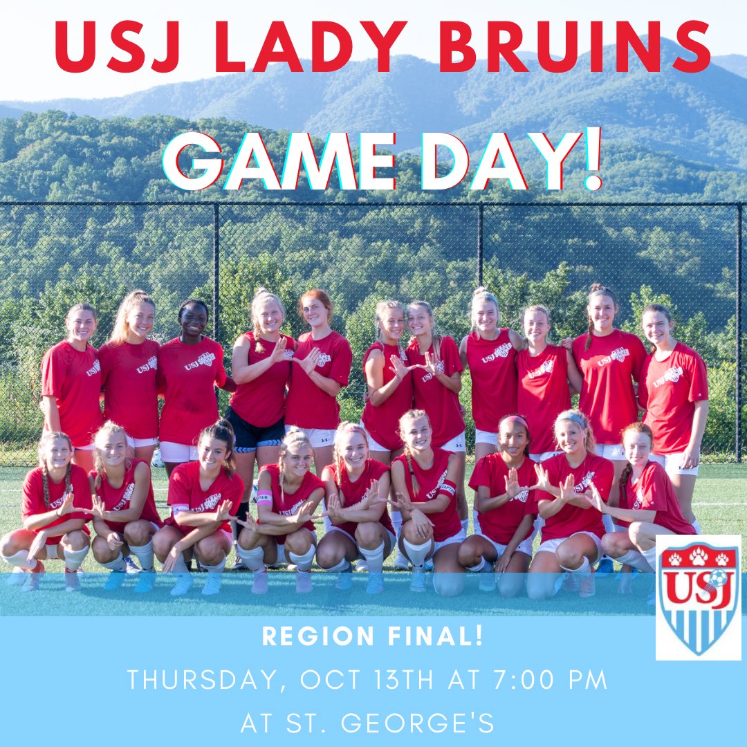💥Game Day!💥Region Finals!💥

The USJ Lady Bruins play St. George’s at 7 pm at St. George’s. Tickets purchased through GoFan! 
gofan.co/app/events/722…

See 🙌🏻 there! <a href="/USJbruinsoccer/">USJ Bruins Soccer</a> 
❤️🙌🏻⚽️💙