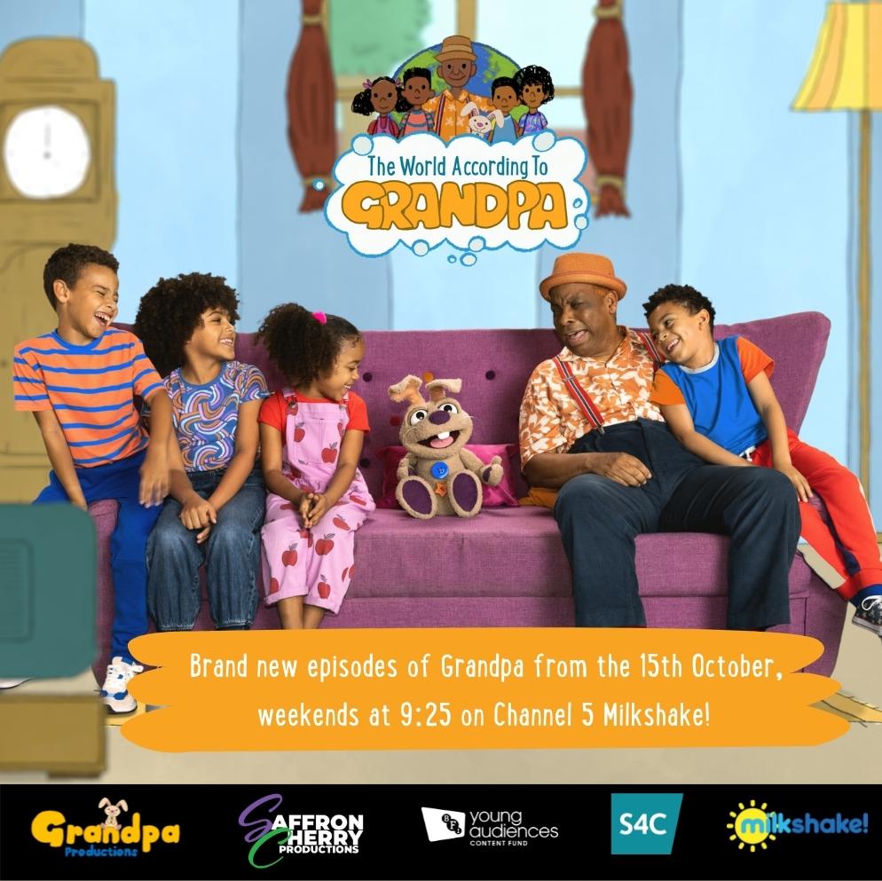 UKRevolutionLM's tweet photo. Series 2 of Broadcast Award-winning THE WORLD ACCORDING TO GRANDPA drops on Channel 5’s @milkshake_tv5 this weekend Oct 15 &amp; 16 at 9.25 am with all 20 new episodes directed by @Debbie_Howard1! @SaffronCherry @channel5_tv #Director #DebbieHoward #KidsTV https://t.co/Ut1gxXwUrT